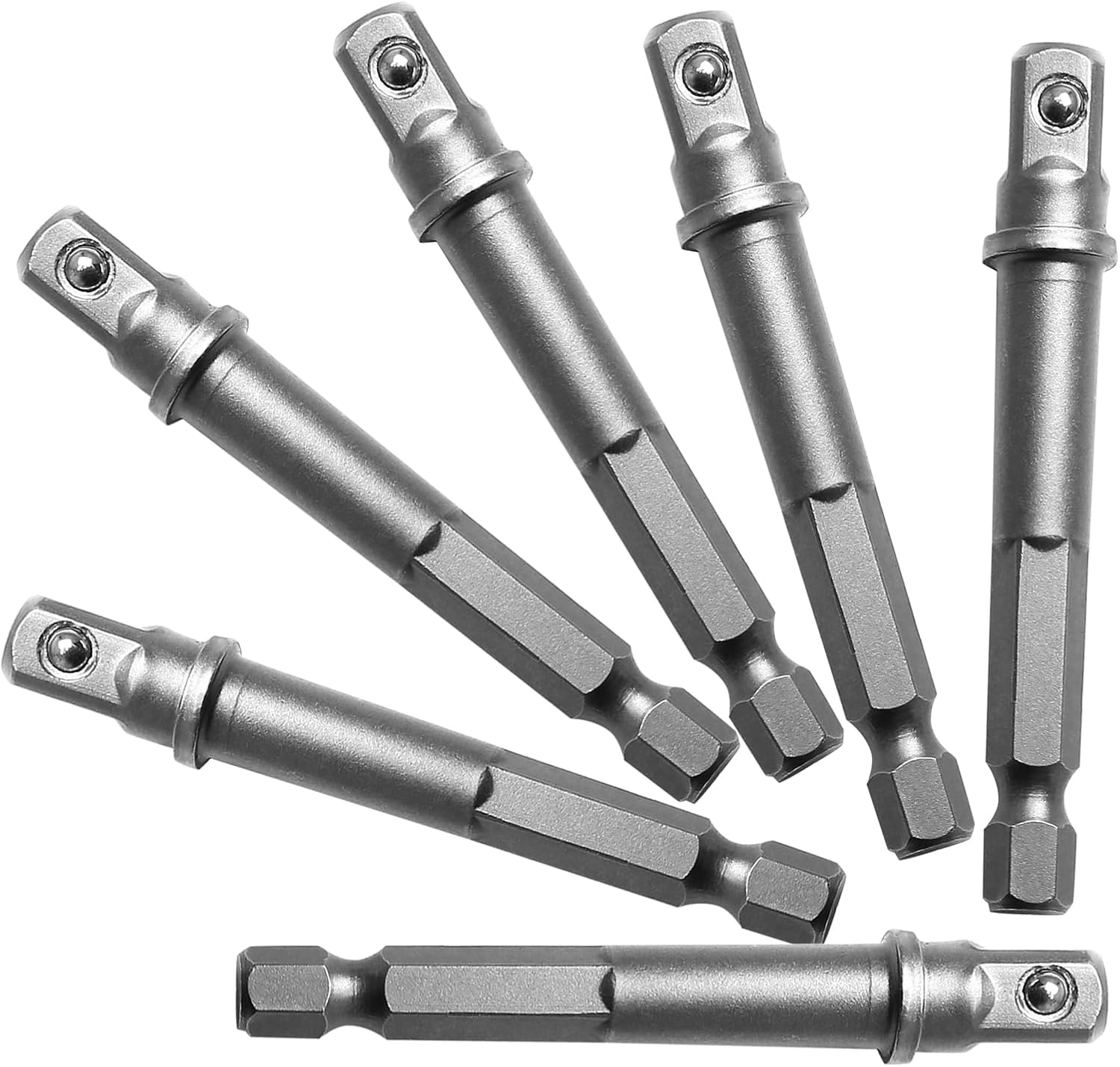 1/4 Inch Hex Impact Socket Adapter Kit Square Impact Adapter Bit Set for Impact Driver, Automotive DIY - Silver, Pack of 10
