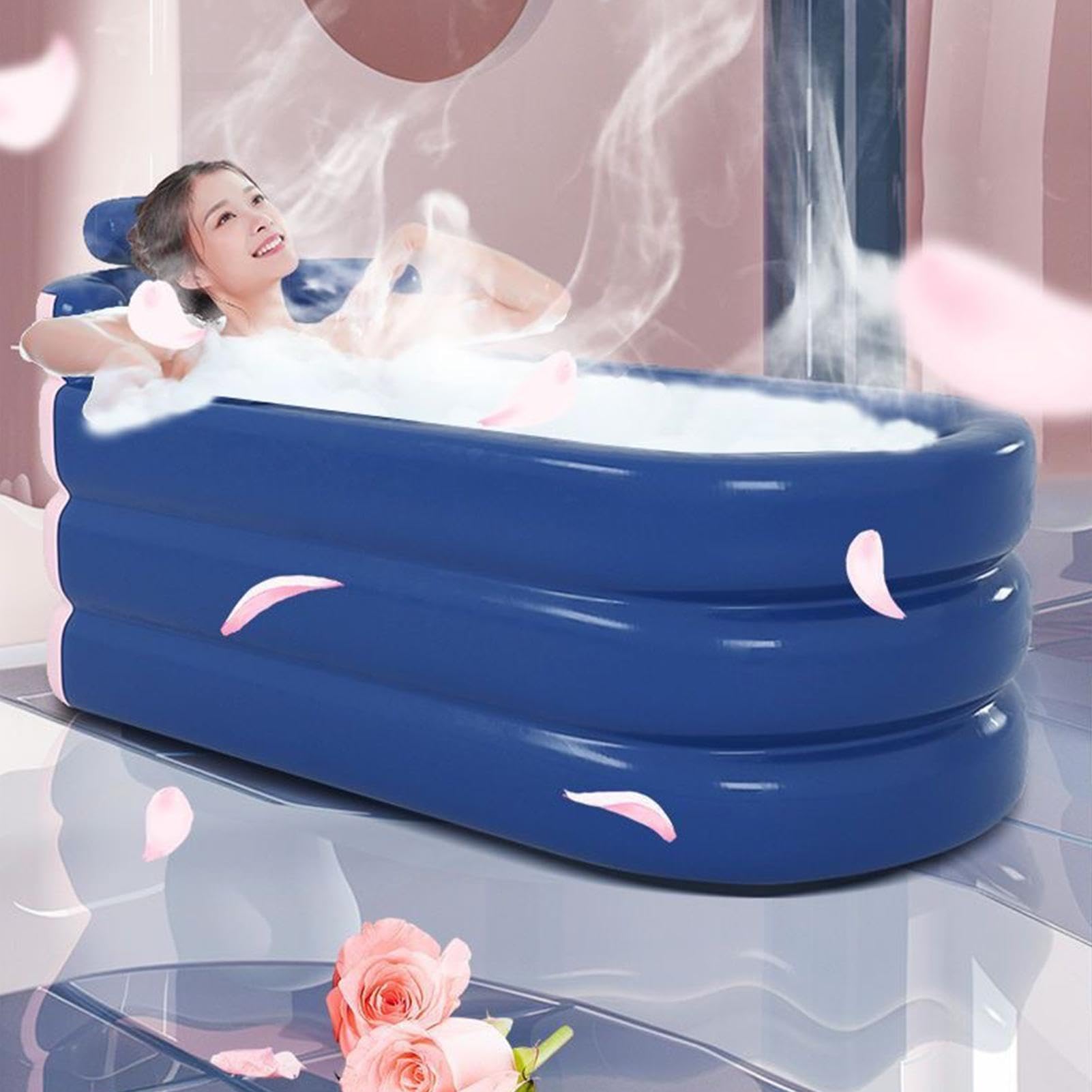 Bañera Portátil Totalmente inflable | Cubo De Baño Plegable Interior Y Exterior Para Adultos Niños Familia Jardín Patio Trasero Patio Terraza Acampada Viaje