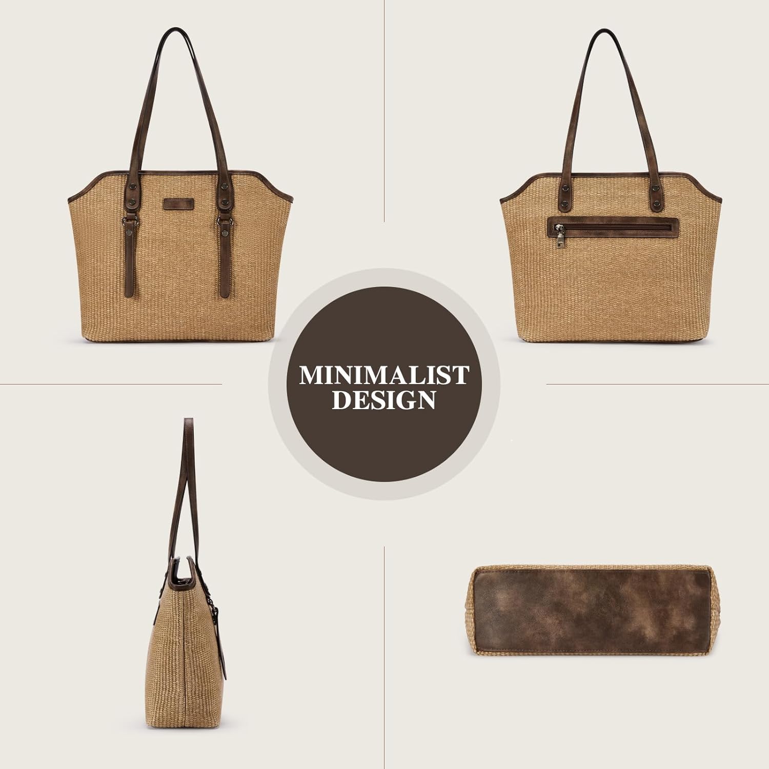 Tote Bag for Women,Large Capacity Tote Purses for Women,Vegan Leather Daily Travel Work Beach Shoulder Bags