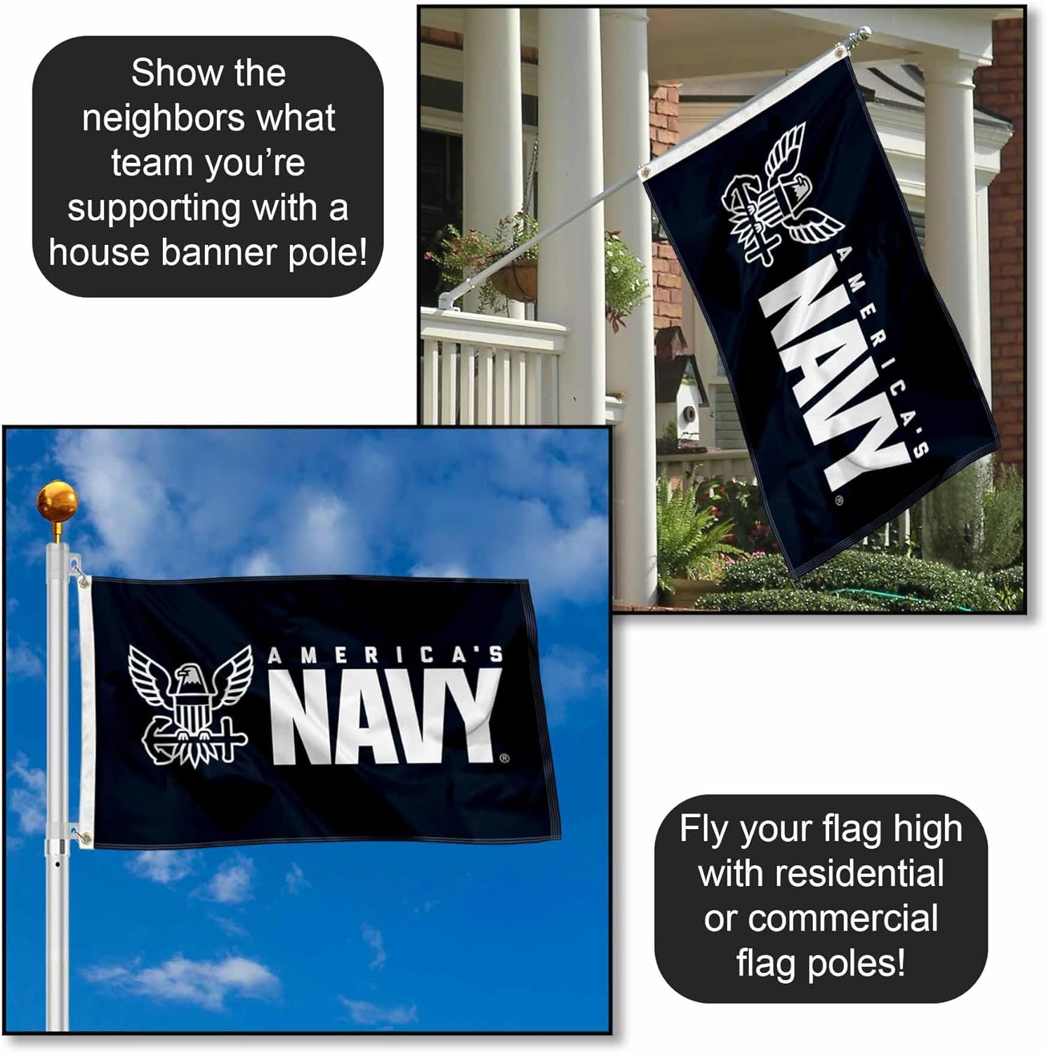 US Navy Midshipmen America's Navy 3x5 Grommet Flag - Image 3