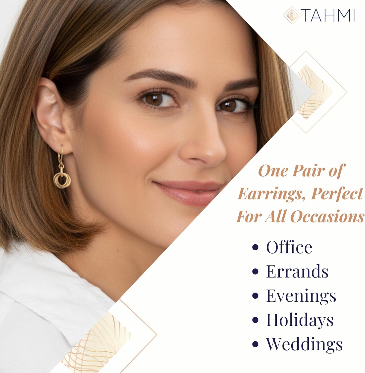 Petite 14K Gold‑Filled Leverback Dangle Earrings - Lightweight Nickel‑Free Hypoallergenic Design - Secure Clasp, USA Crafted, Everyday Dressy Minimalist Design - 1.25" L / 0.75" Drop / 0.5" W - Image 3