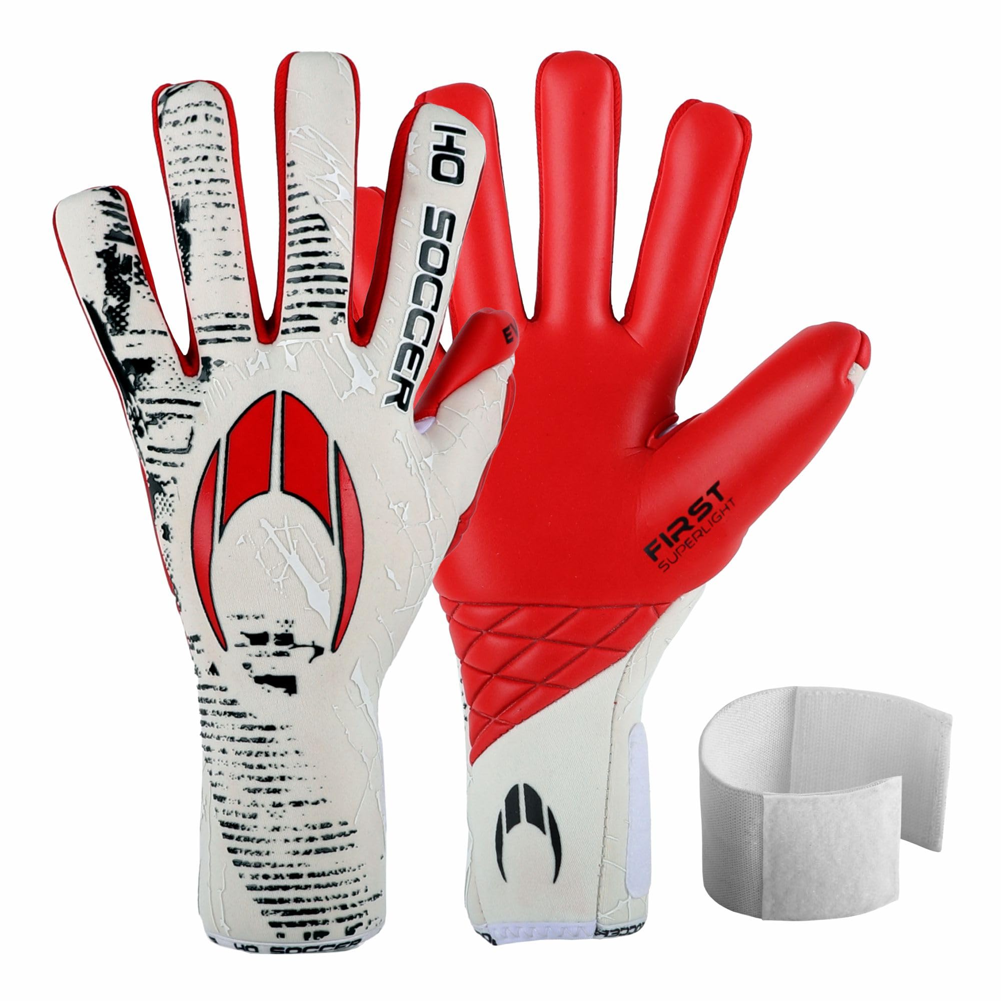 HO Soccer First Superlight EVO SMU Red Guantes de Portero, Unisex Adulto, Blanco/Rojo