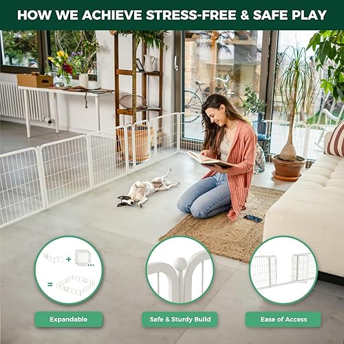 Miniatura 4 de FXW Homeplus Unleashed - Corralito para perros de interior, juego seguro y sin estrés, corralito resistente de 24 pulgadas con 8 paneles para