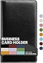 Sooez Leather Professional Business Card Book Holder Organizer, 240 Capacity Credit Card Booklet, PU Name Cards Holder Storage File for Men Women, 7.7 x 4.5 Inch, Black