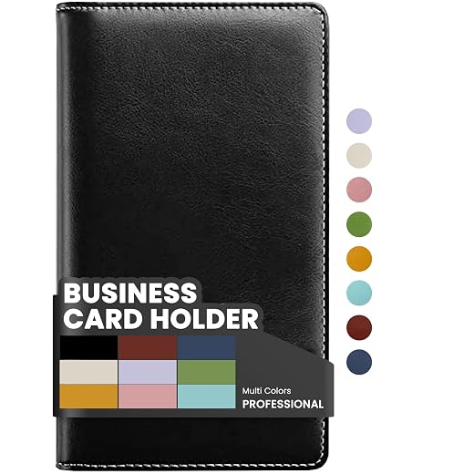 Sooez Leather Professional Business Card Book Holder Organizer, 240 Capacity Credit Card Booklet, PU Name Cards Holder Storage File for Men Women, 7.7"x 4.5" x 0.7", Black