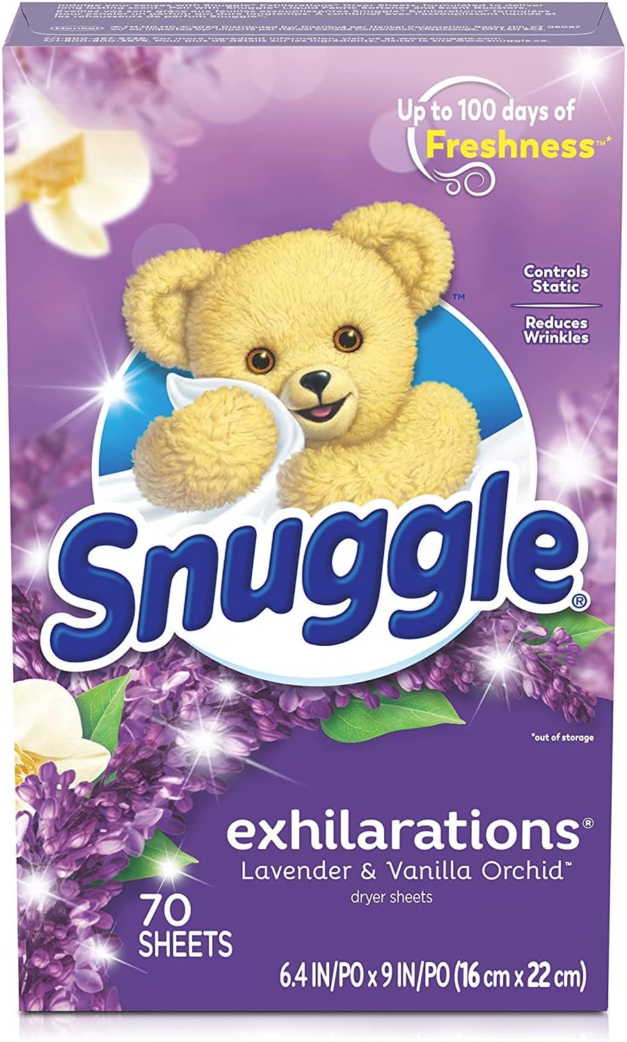 Snuggle Exhilarations Fabric Softener Dryer Sheets, Lavender and Vanilla Orchid, 70 Count (Pack Of 3)