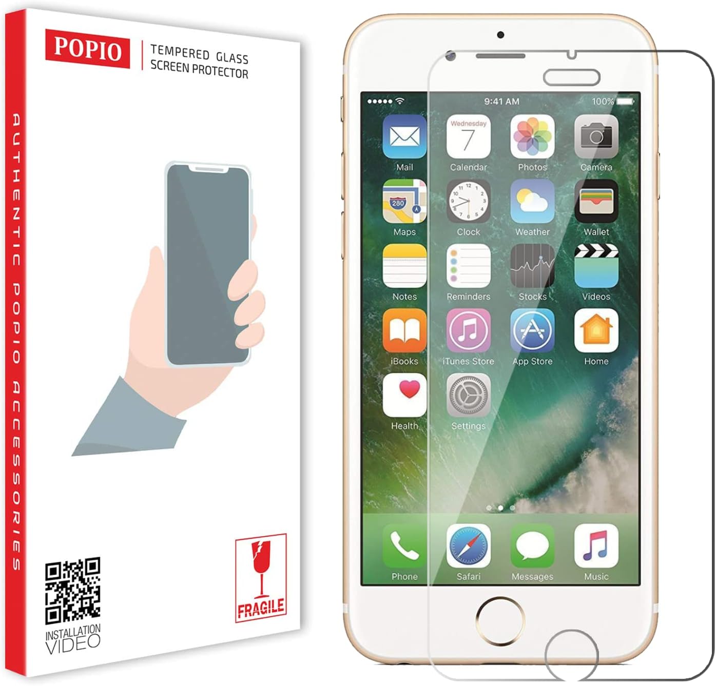 POPIO Tempered Glass Compatible For Iphone 6 Plus / 6S Plus/Iphone 7 Plus/Iphone 8 Plus (Transparent) Full Screen Protector Coverage For Cellphone(Except Edges) (5.5 Inch)