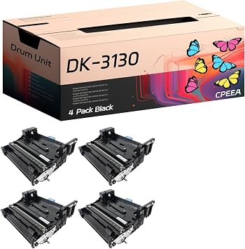 Compatible for Kyocera DK-3130 Drum Unit Work for Kyocera ECOSYS M3550idn M3560idn FS-4100DN FS-4200DN FS-4300DN Printers, with Chip, High Yield 150000 Pages, Clear Printing 4 Pack Black