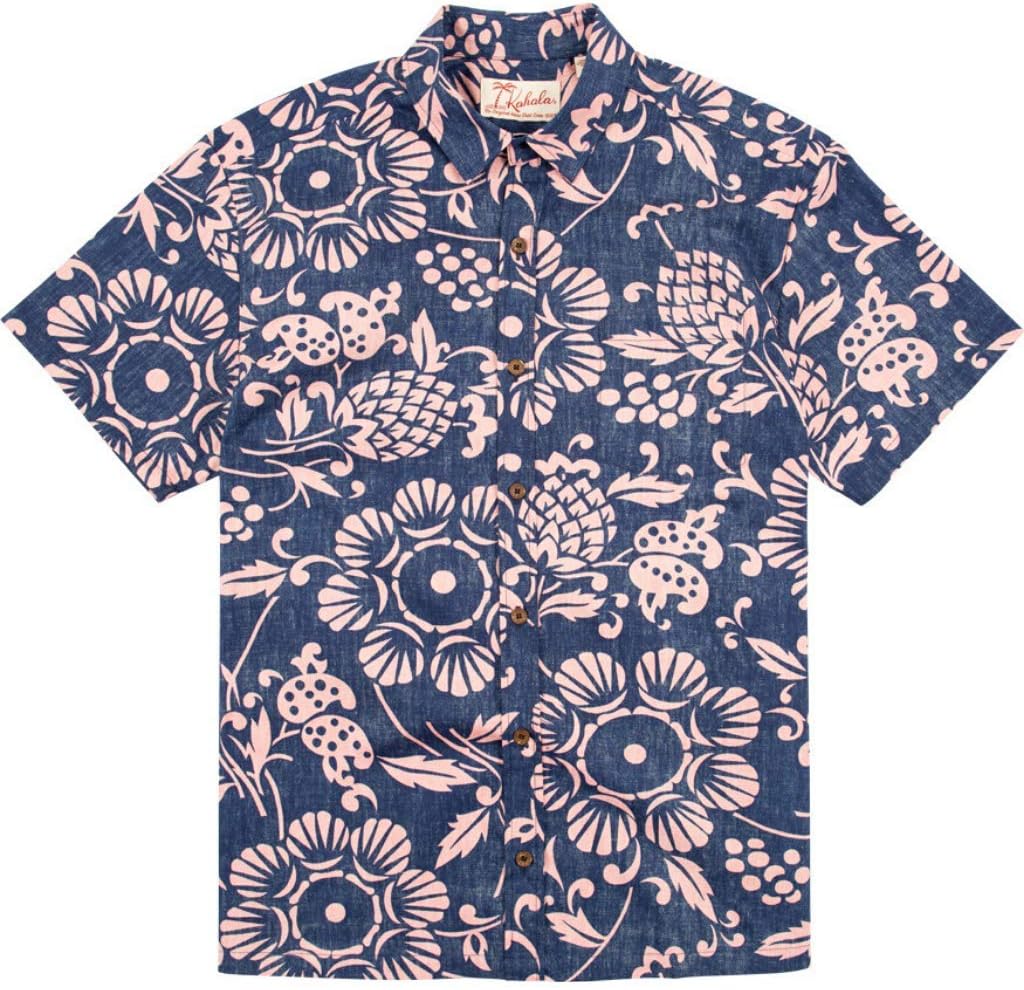 Kahala Men's Duke's Pareo Regular Fit Short Sleeve 100% Cotton Shirt