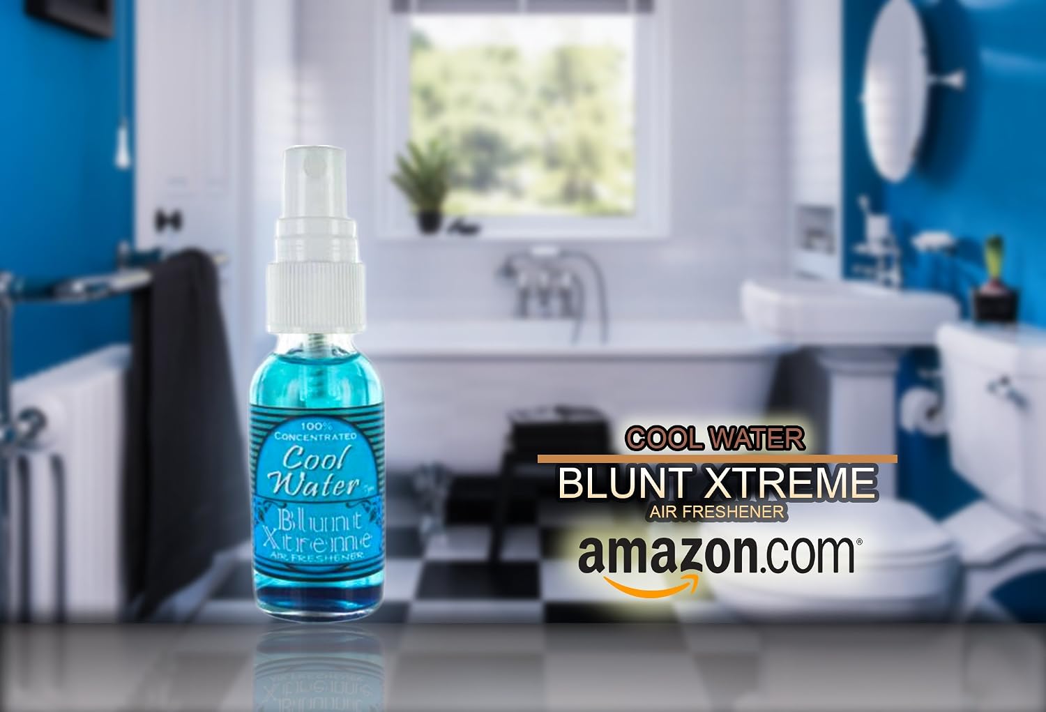 Blunt Xtreme Cool Water Type Air Freshener – 100% Ultra Concentrated Oil Based Spray – Ideal for Bathroom, Home, Car & More – Soothing Properties – Long Lasting Effects – 1oz Bottle