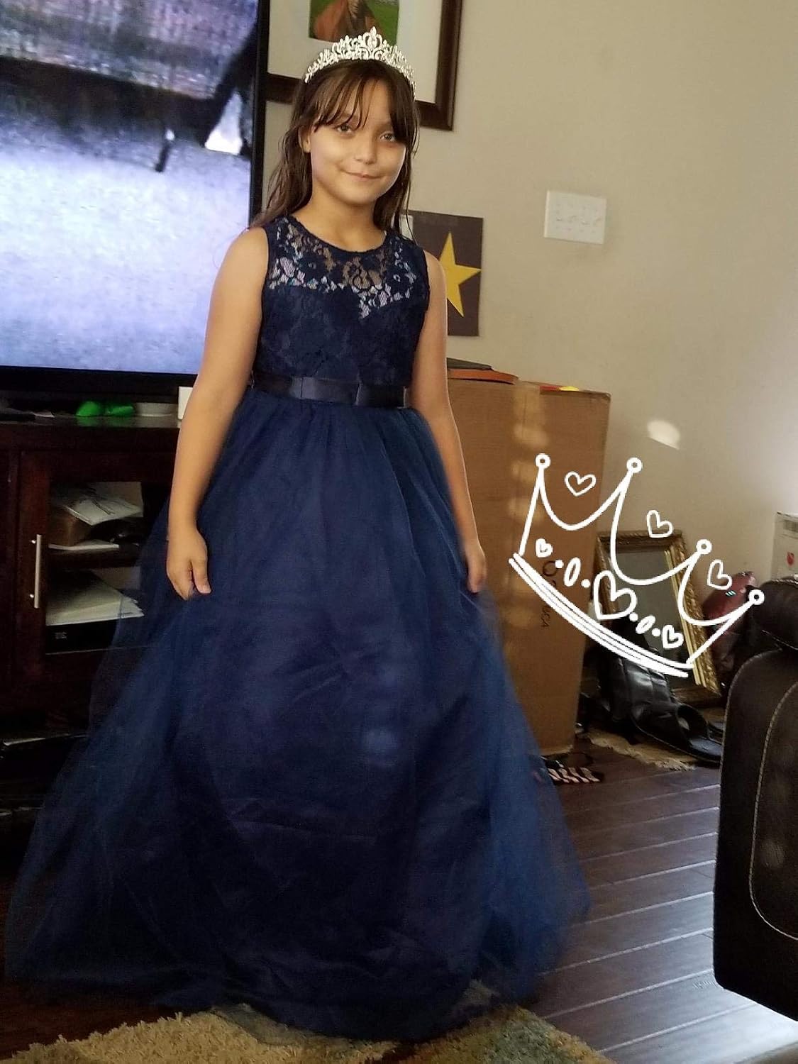 Weileenice Big/Little Girls Lace Bridesmaid Dress Flower Girl Kids Princess Formal Holiday Tulle Party Dresses