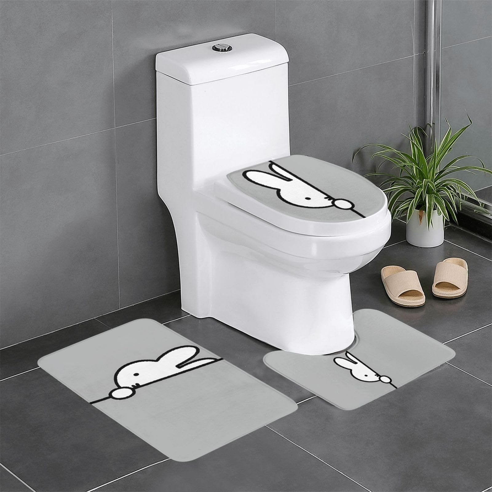 Amazon | ミッフィー ひょっこり 【3点セット】トイレマット