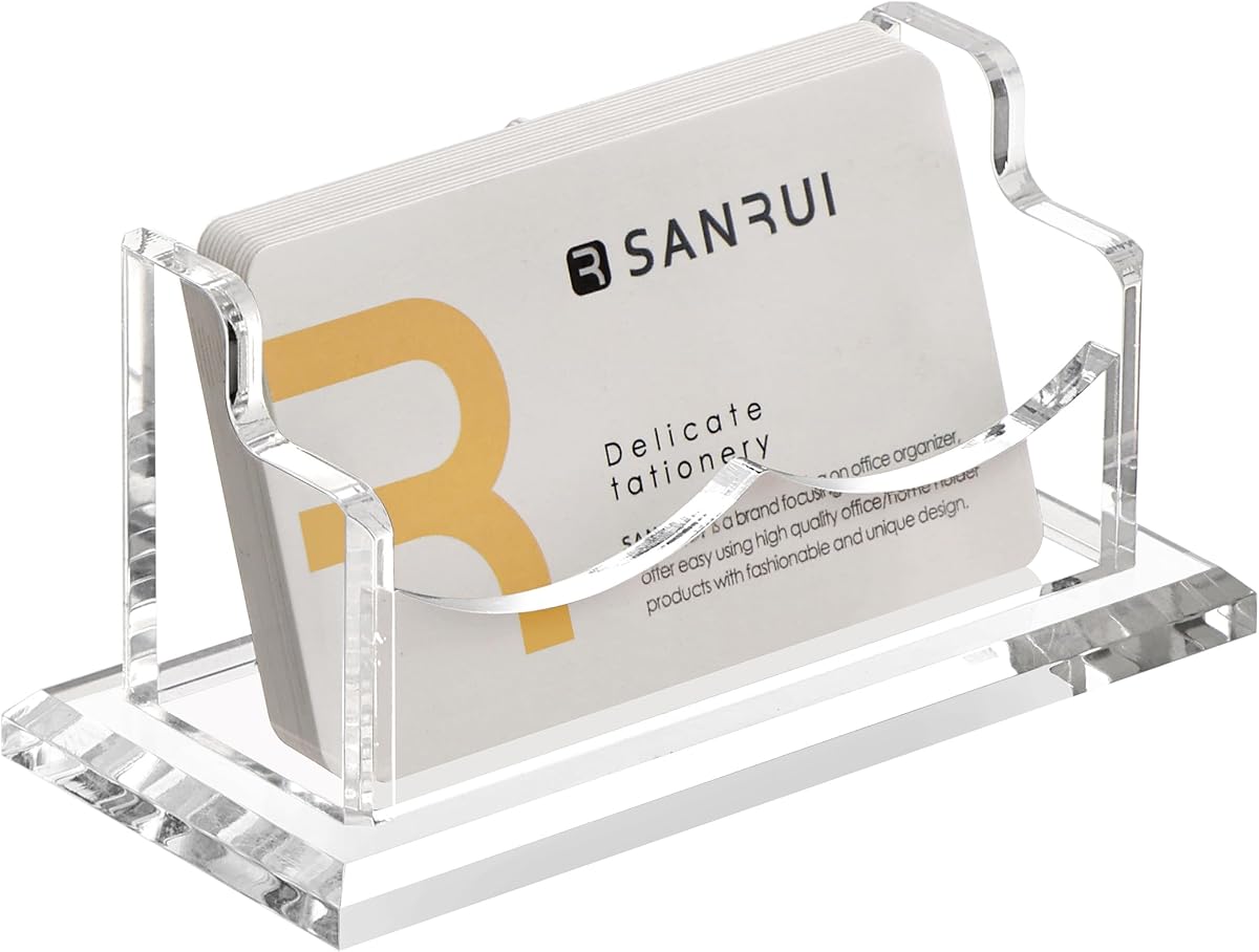 SANRUI Acrylic Business Card Holder, Clear Desk Card Display Stand 1 Slot