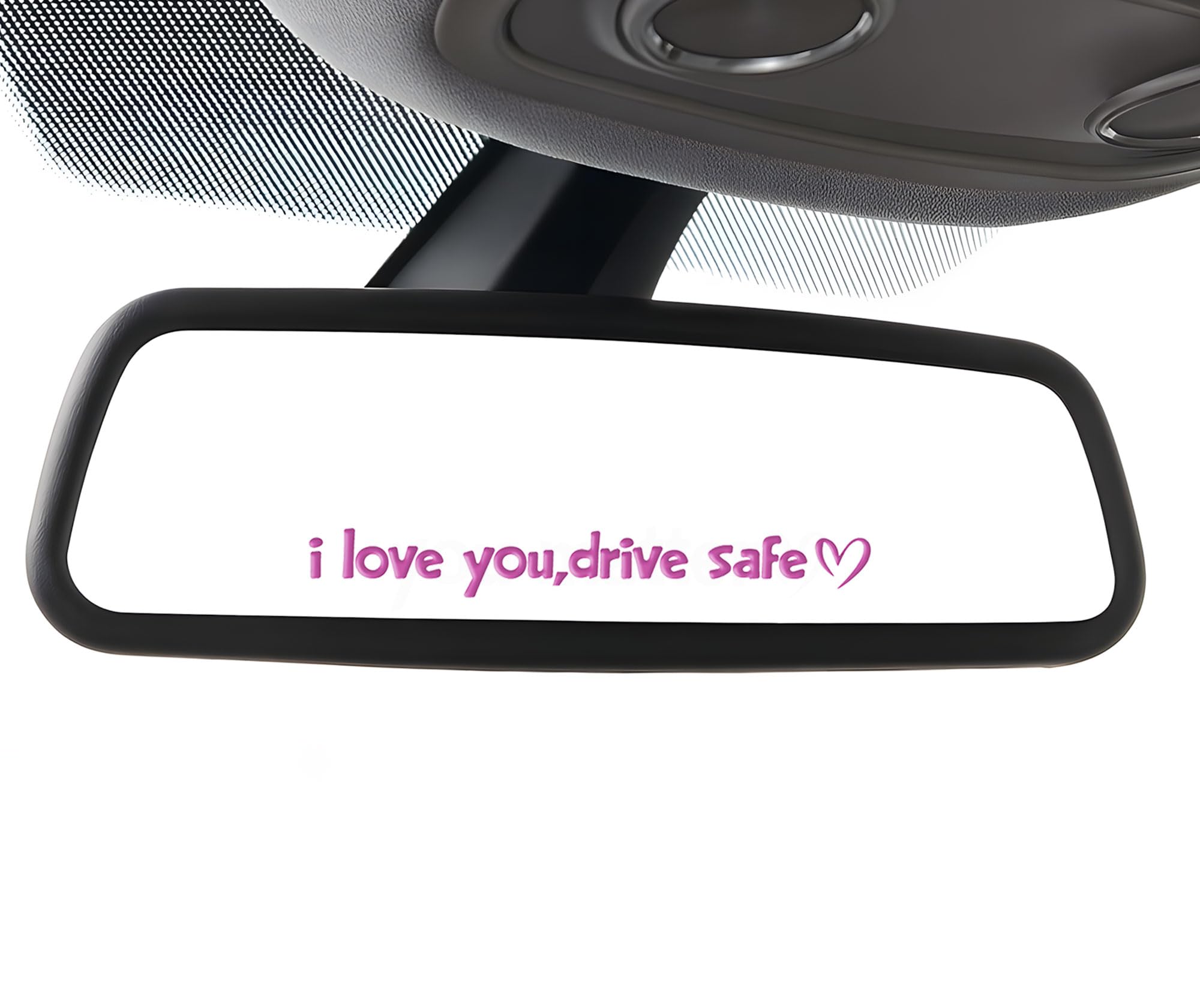2 x I Love You, Drive Safe Car Rearview Mirror Vinyl Decals, Sticker for Rearview Mirror,Personalized Car Rearview Mirror Stickers (Pink)