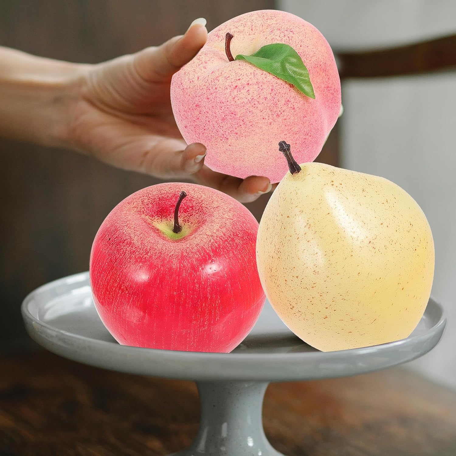 Artificial Fruit Models Set 6pcs Decorative Plastic Simulation Fruits for Home Kitchen Décor and Educational Play