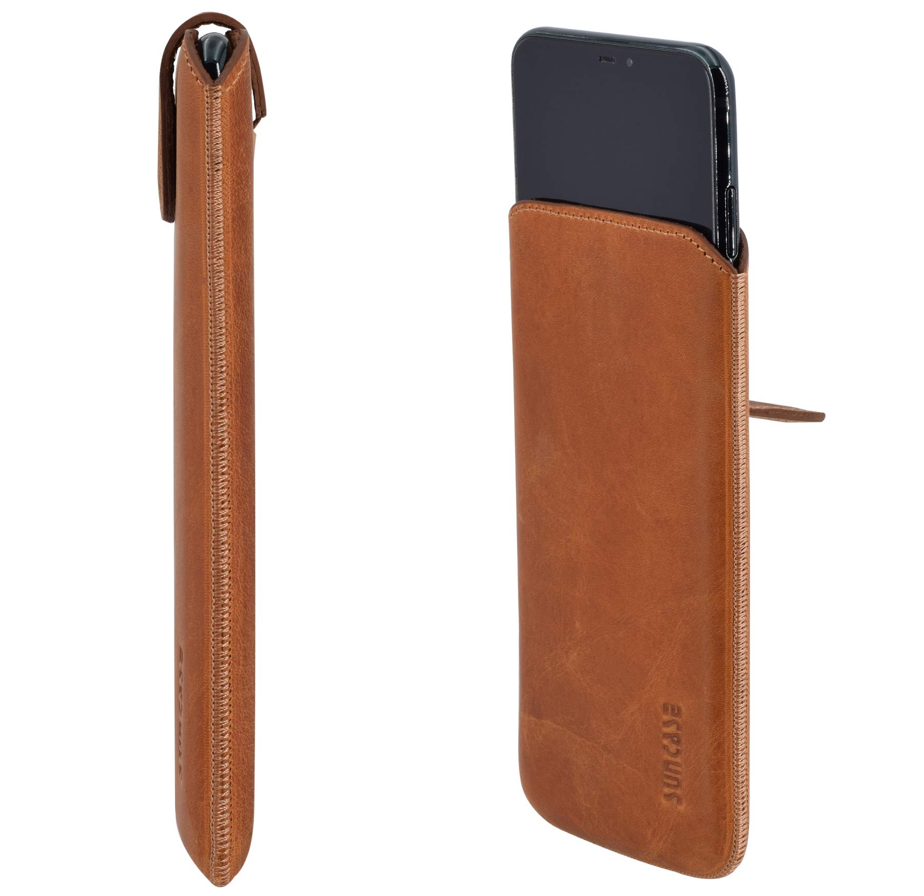 Suncase Custodia in vera pelle *Slim-Edition* compatibile con Oppo K9s