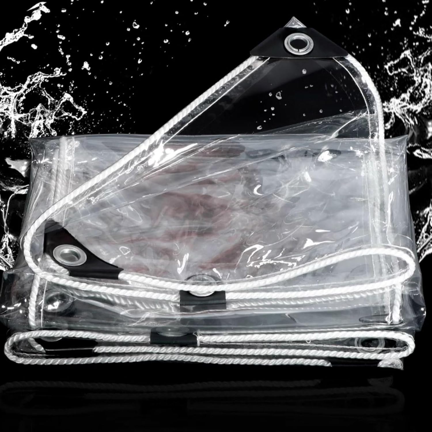 Clear Tarps Heavy Duty Transparent Tarpaulin 350g/m² Waterproof Plant Cover PVC Plastic Tarp with Grommets for Greenhouse, Patio, Garden, Pavilion, Chicken(1.2x2m)