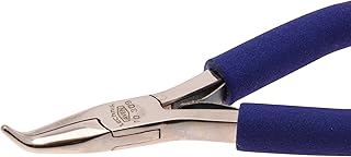 Aven 10309 Technik Stainless Steel Smooth Jaw Bent Nose Plier, 57/64