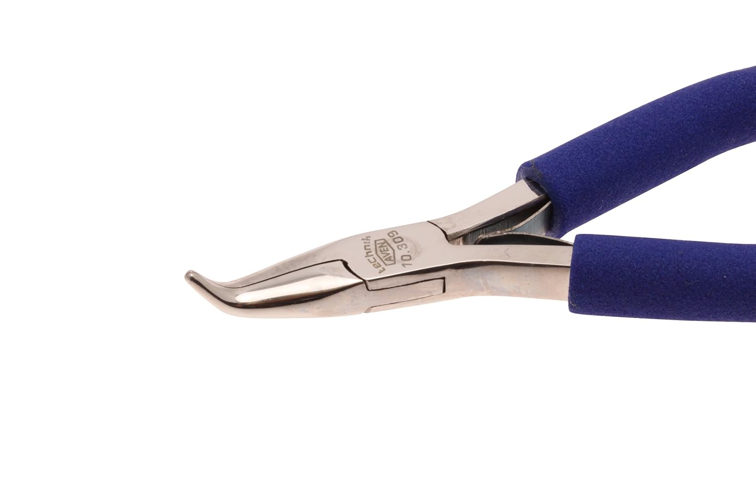 Aven 10309 Technik Stainless Steel Smooth Jaw Bent Nose Plier, 57/64" Jaw Length, 4-1/2" Overall Length