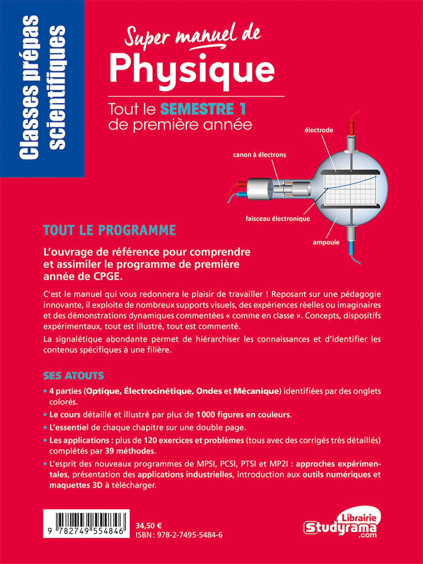 Super manuel de physique: Tout le semestre 1 Optique, électrocinétique, ondes et mécanique