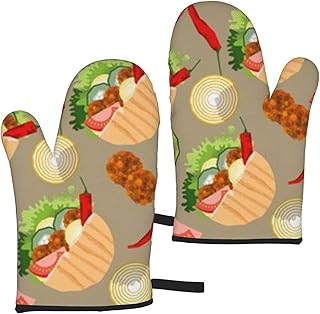 BONRI Falafel ripieni di Verdure Pita Guanti da microonde Set di 2 Guanti da Forno, Resistenti al Calore, Ideali per cuocere al Forno, Grigliare, Barbecue
