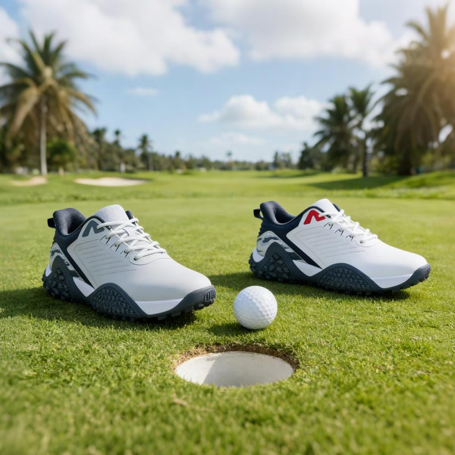 Men's Waterproof Spikeless Golf Shoes with Arch Support Insoles - Comfortable Lightweight Design, Available in Wide & Extra Wide Sizes
