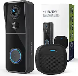 MUBVIEW Campainha Com Câmera Sem Fio Campainha, Vídeo - Assinatura, Modificador De Voz, Zonas Movimento, 1080Hd, Detecção Humana Por Infravermelho, Wi-Fi 2,4 Ghz, Inteligente Alimentada Bateria