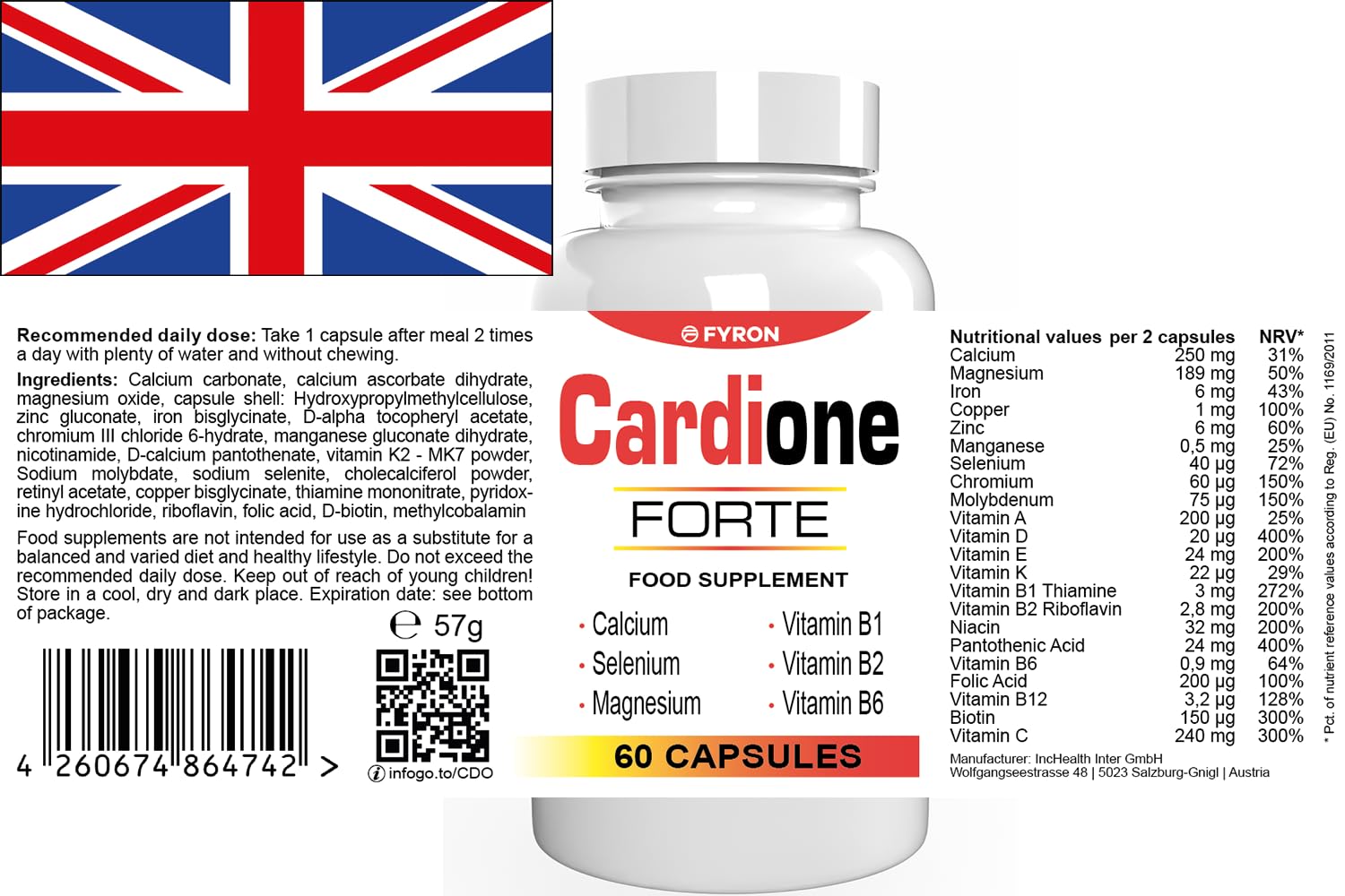Cardione Forte - 300 Kapseln (5x 60 Kapseln), 5er Pack