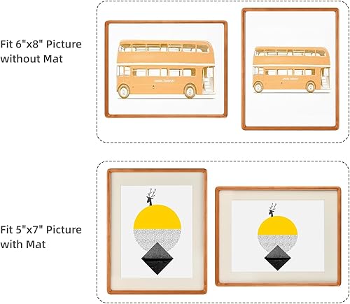 Miniatura 2 de Marco de fotos de madera maciza natural de 6 x 8 pulgadas con paspartú de 5 x 7 pulgadas, marcos de fotos de madera de cerezo real de 6 x 8 pulgadas