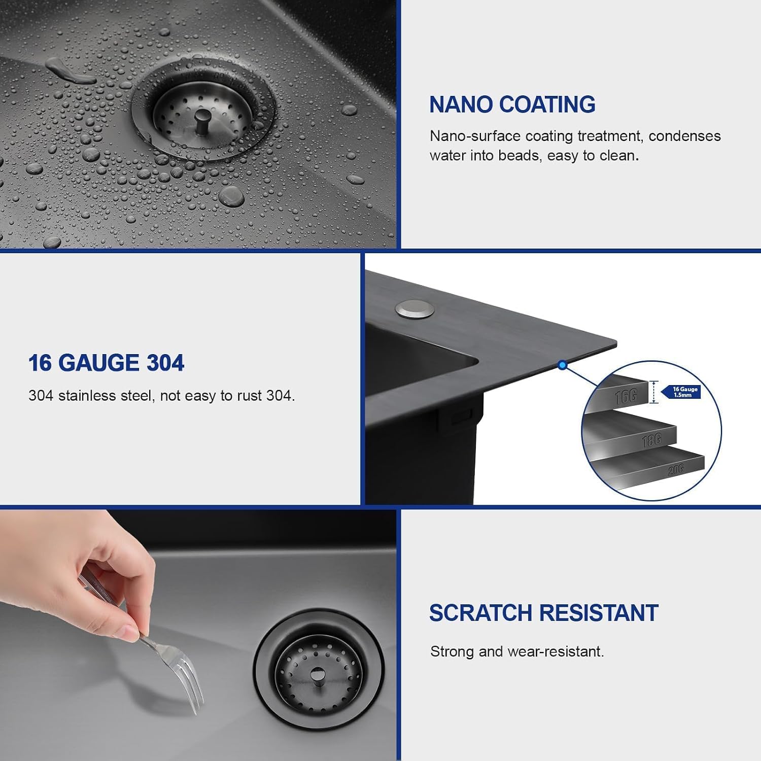 Dcolora 33"x19" Multifunctional Waterfall Black Kitchen Sink Drop In Luxury Smart Sink With Pull-Out Faucet Topmount Sinks Workstation Stainless Steel Sink, #DC-SFDOE00025