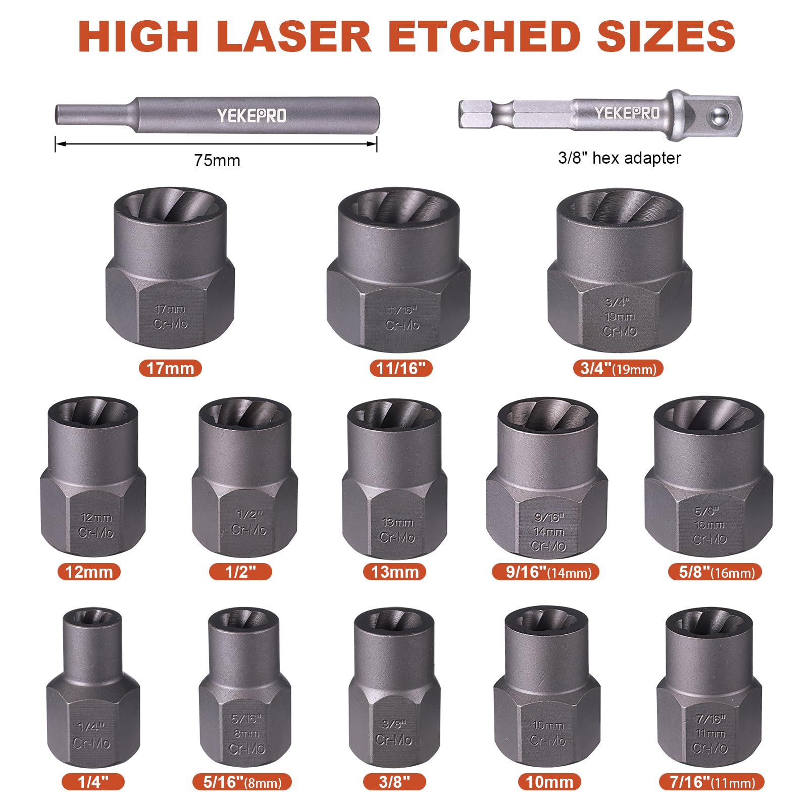 YEKEPRO Bolt Extractor Set - 15 Piece -2