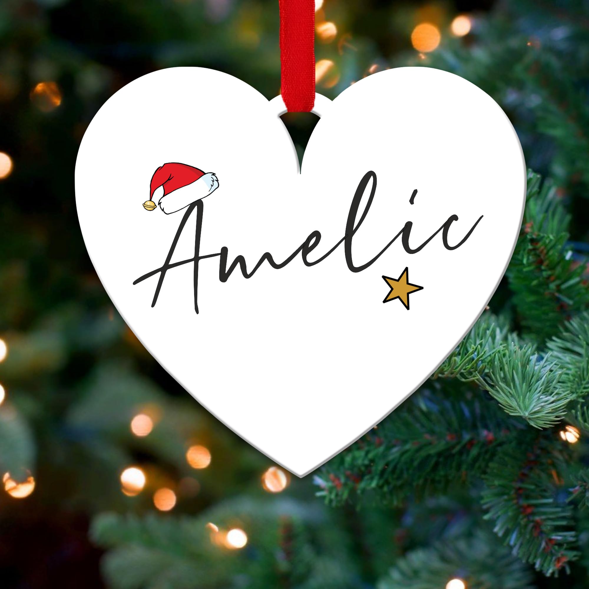 Kreatesquare Design-7 Personalised Christmas Tree Decorations Baubles With Customised Name | Acrylic Xmas Tree Decoration Hanging Ornaments | Personalised Bauble Gifts For Xmas Decorations