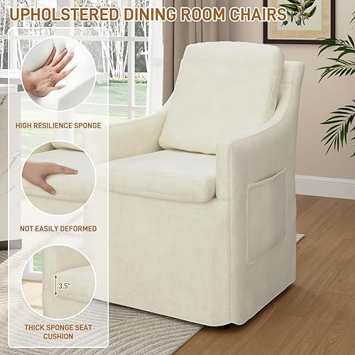 Miniatura 5 de 1 silla de comedor tapizada, sillas de cocina modernas, sillas de cena con 4 ruedas, sillón de felpilla para dormitorio, sala de lectura, sala de