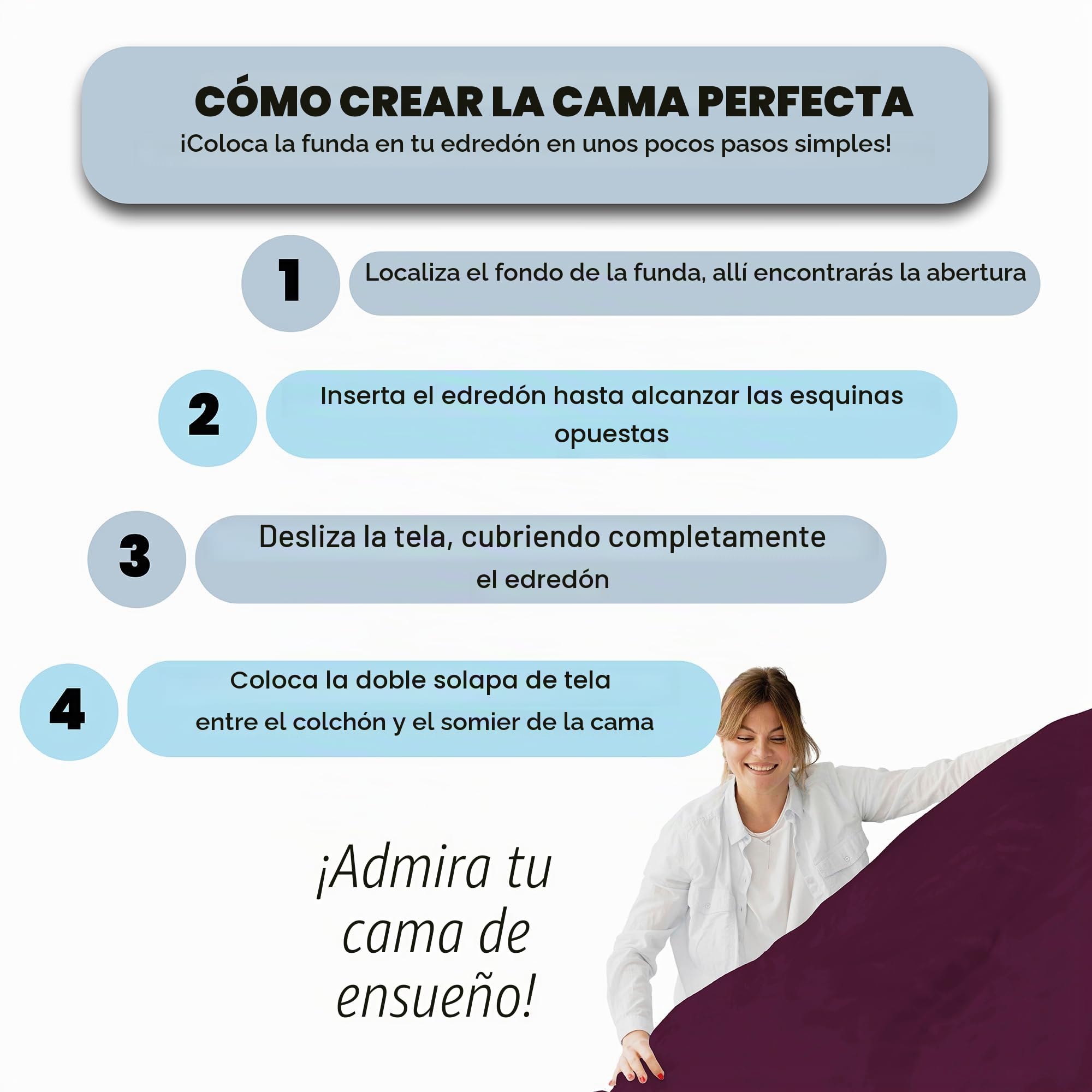Italian Bed Linen Funda nòrdica Lila/Ciruela 2 plazas (250 x 200 cm + 2/52 x 82 cm)
