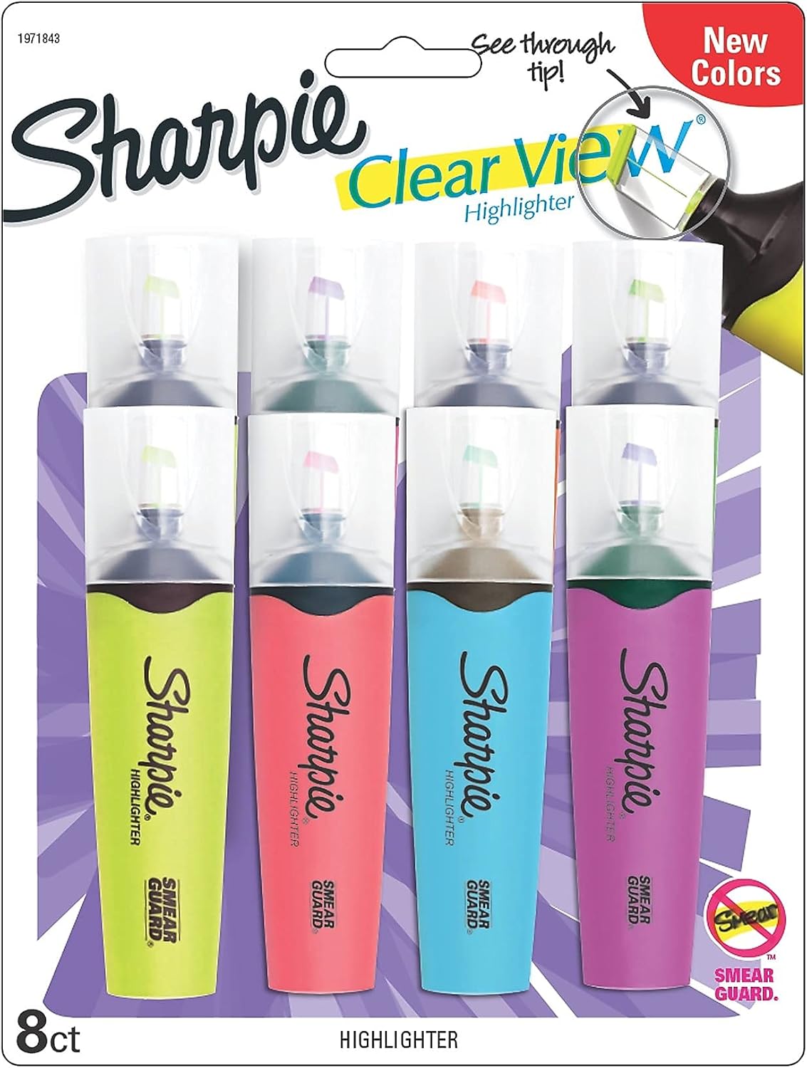 SHARPIE 2472792 Clear View Highlighters Chisel Assorted 8/Pack (1971843)