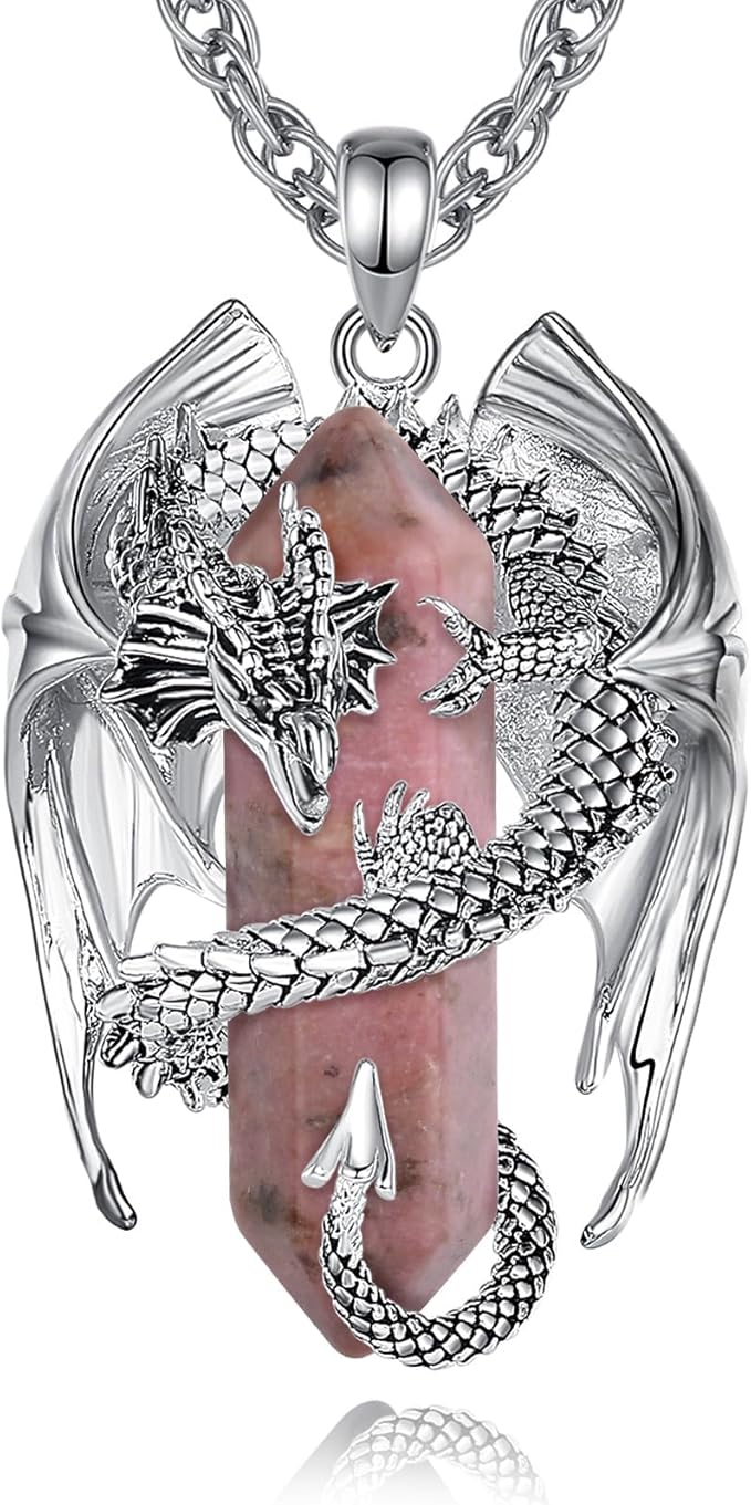 Collier Dragon Rhodochrosite héxagonale