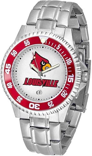 Vista 42 de SunTime Reloj de cuarzo de 1.575 in para hombre, correa de acero inoxidable de 0.787 in, esfera Gameday