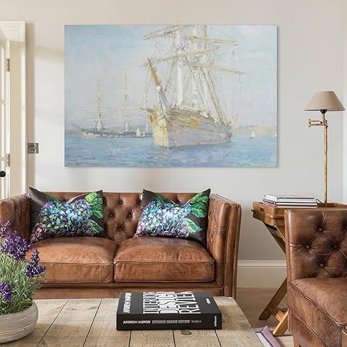 Vista 3 de Off Falmouth-Henry Scott Tuke Wall Art Picture Painting Poster Canvas Print Posters Artworks Bedroom Living Room Decor 16x24inch(40x60cm)