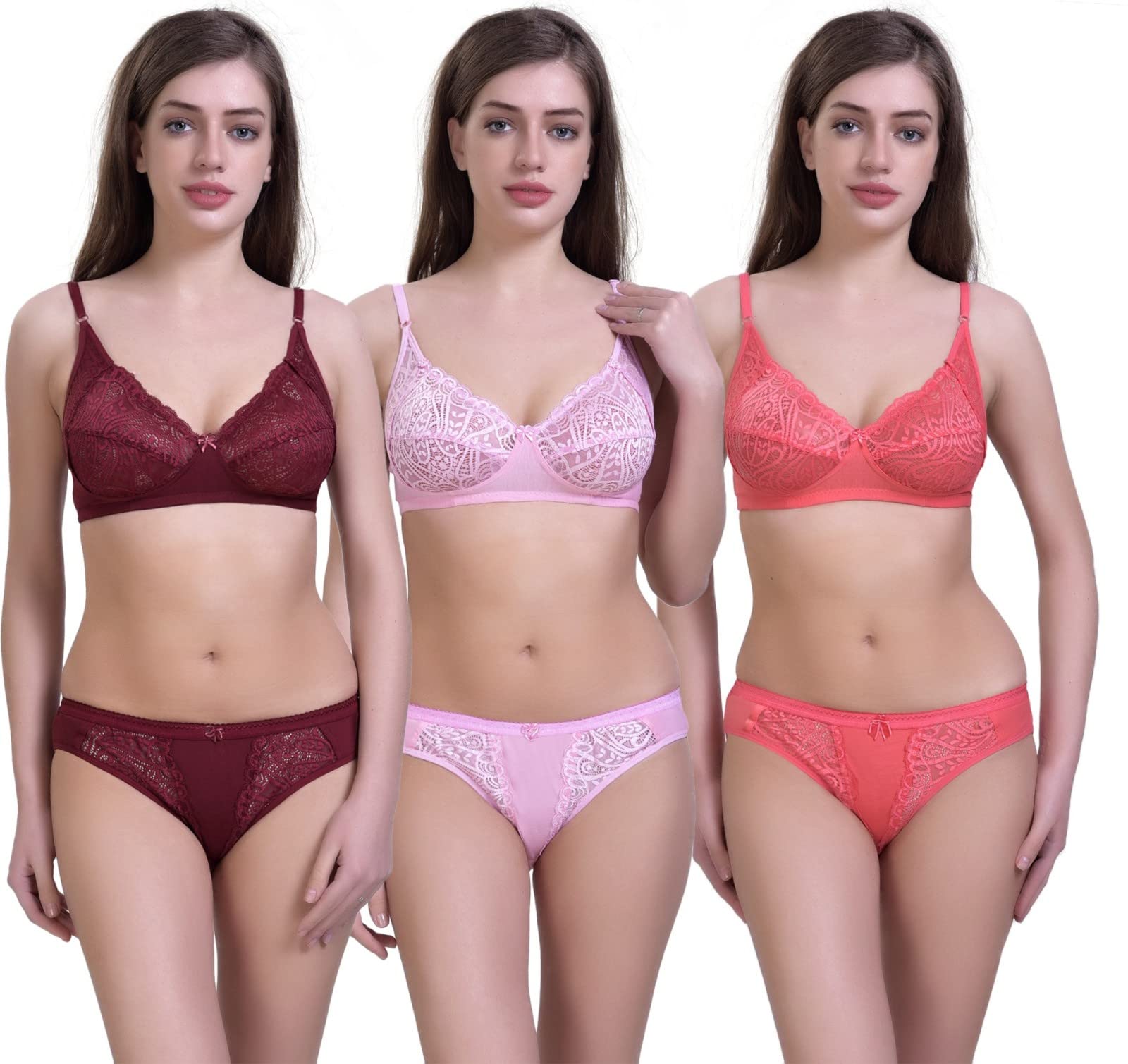 Women Girl Stylish Cotton Bra Non Padded Net and Non Wired Bra with Panty for Women | Everyday, Special Occasion Regular Full Coverage Ladies Bra and Panty Lingerie Set for Honeymoon-image-35