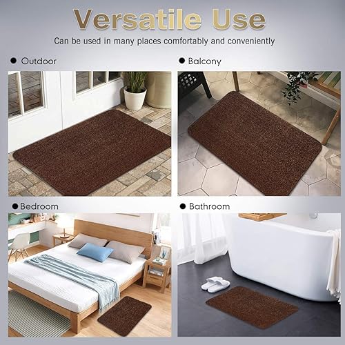 Miniatura 7 de ITSOFT Alfombra de poliéster antideslizante para puertas de interior y exterior, súper absorbente y lavable a máquina