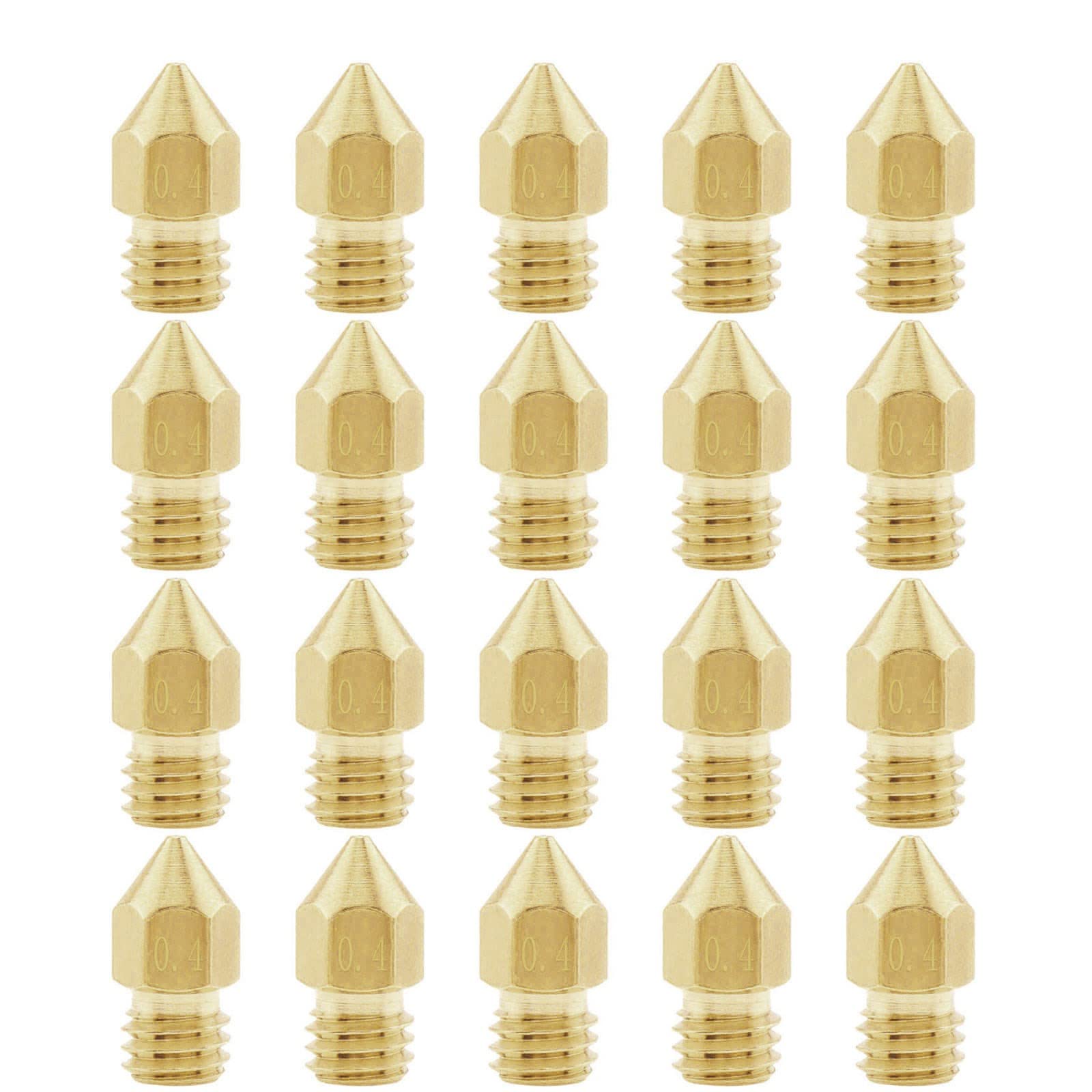 DiGiYes20PCS 0.4mm MK8 3D Printer Brass Extruder Nozzles for Anet A8 Makerbot Creality CR-10 S4 S5 Creality Ender 3 Ender 3 pro Ender 5