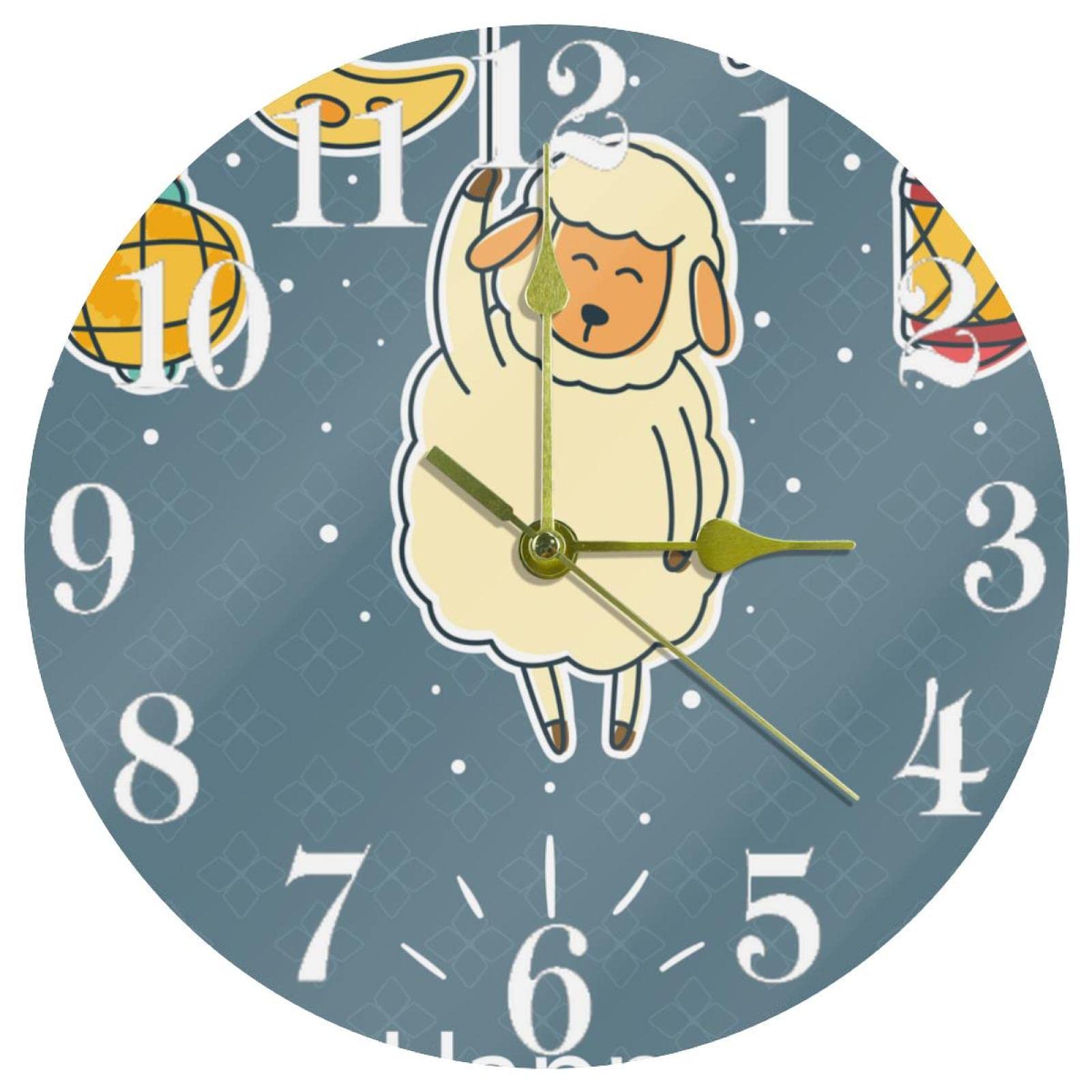 Horloge murale à quartz sans tic-tac boîtier rond robuste pour salon moderne