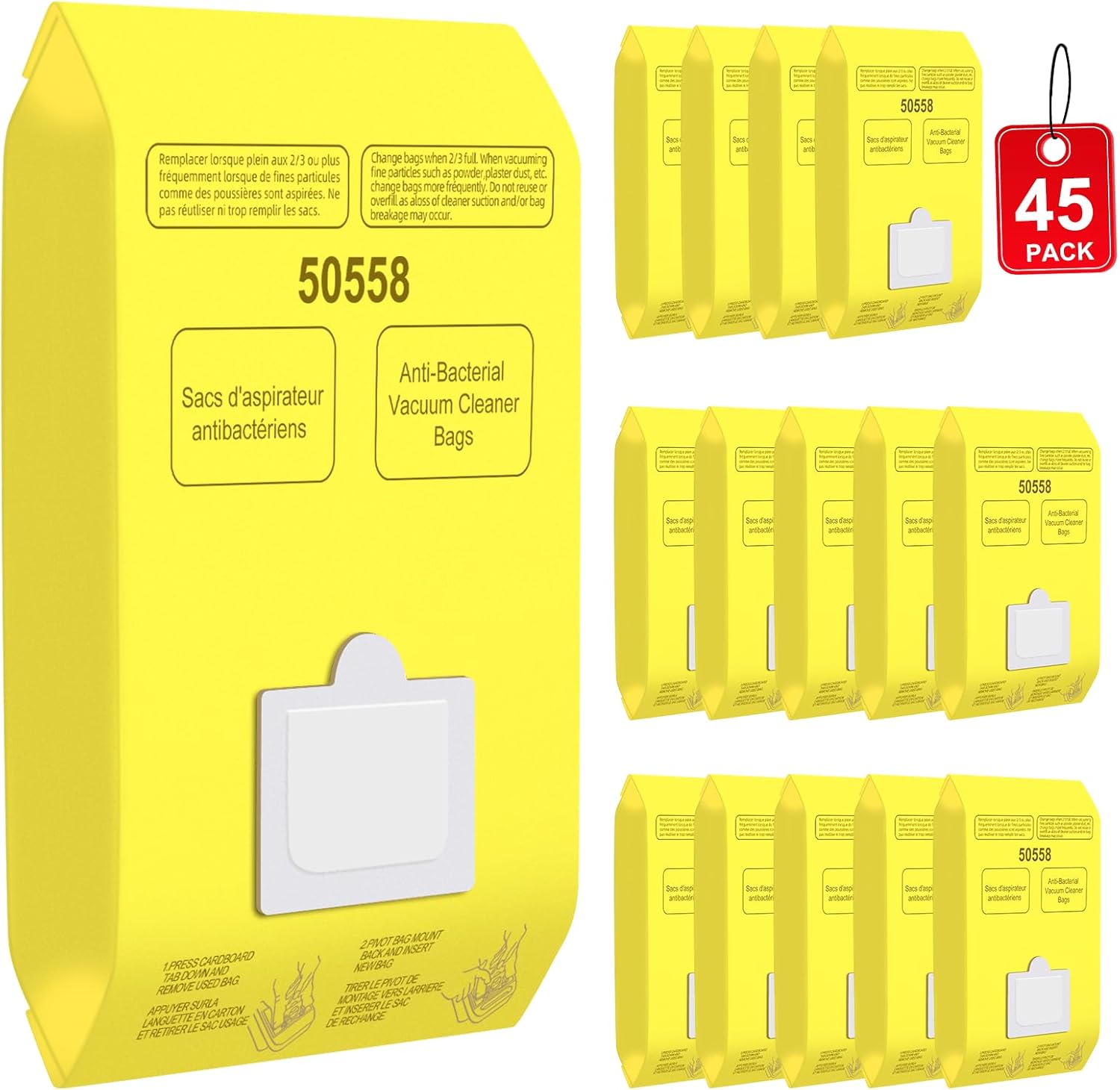 45 Pack Vacuum Cleaner Bags Replacement for Kenmore Canister Type C/Q 5055 50558, Type C-5 C-18,200 series, 400 series, 600 series, 700 series, 800 series Vacuums