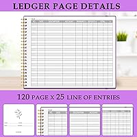 Vista 3 de AKONEGE Accounting Ledger Book for Small Business & Personal Use, Horizontal Expense Tracker Notebook Ledger Book for Bookkeeping, Financial Income