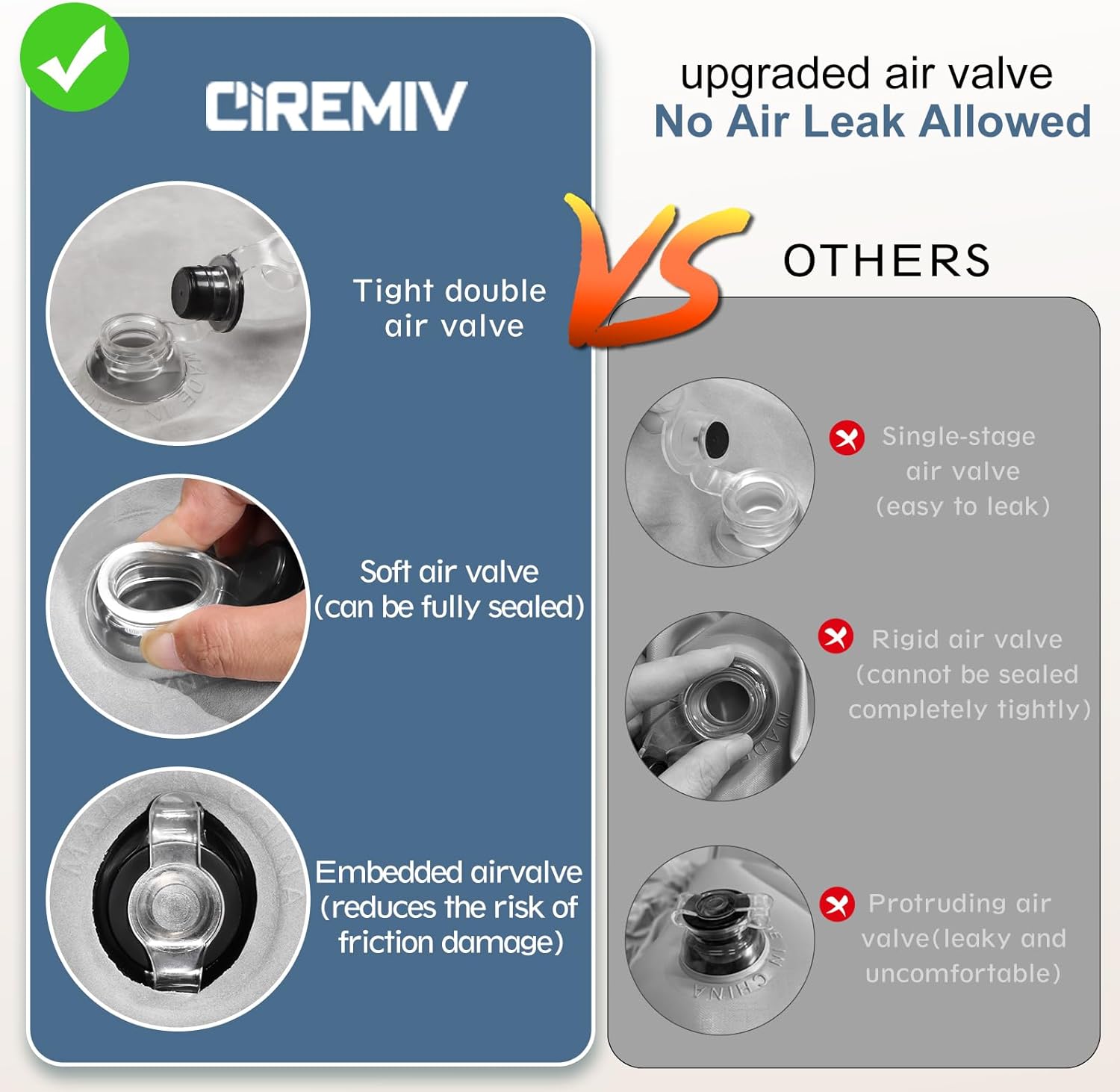 Ciremiv SUV Air Mattress, Double-Sided Thick Flocked Car Air Mattress with Built-in Pump & Pillow, Complete Sleeping Accessories for Auto Camping & Road Trips（Dark Coffee）