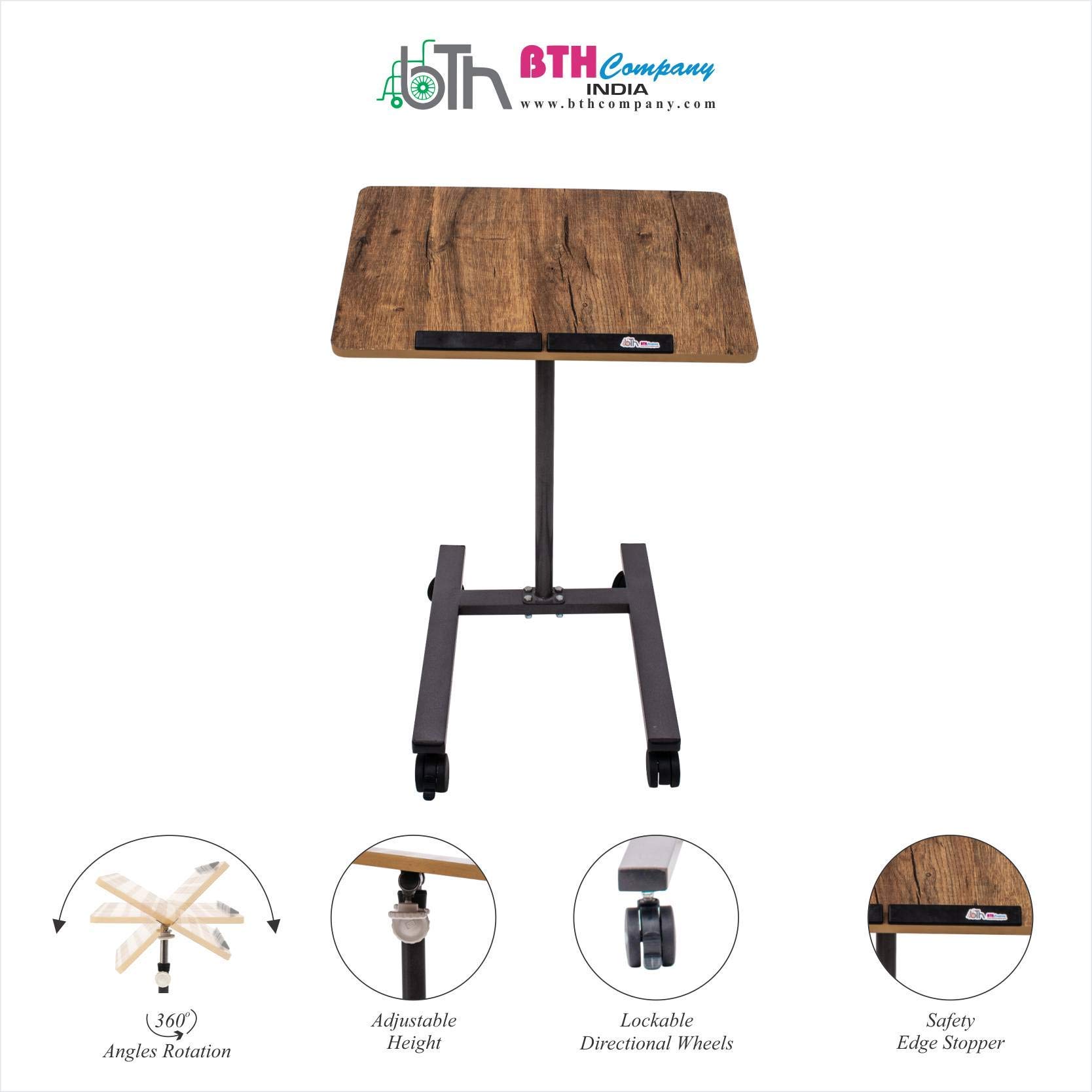 Buy BTH Company Adjustable Laptop Table with Rolling Wheels Movable