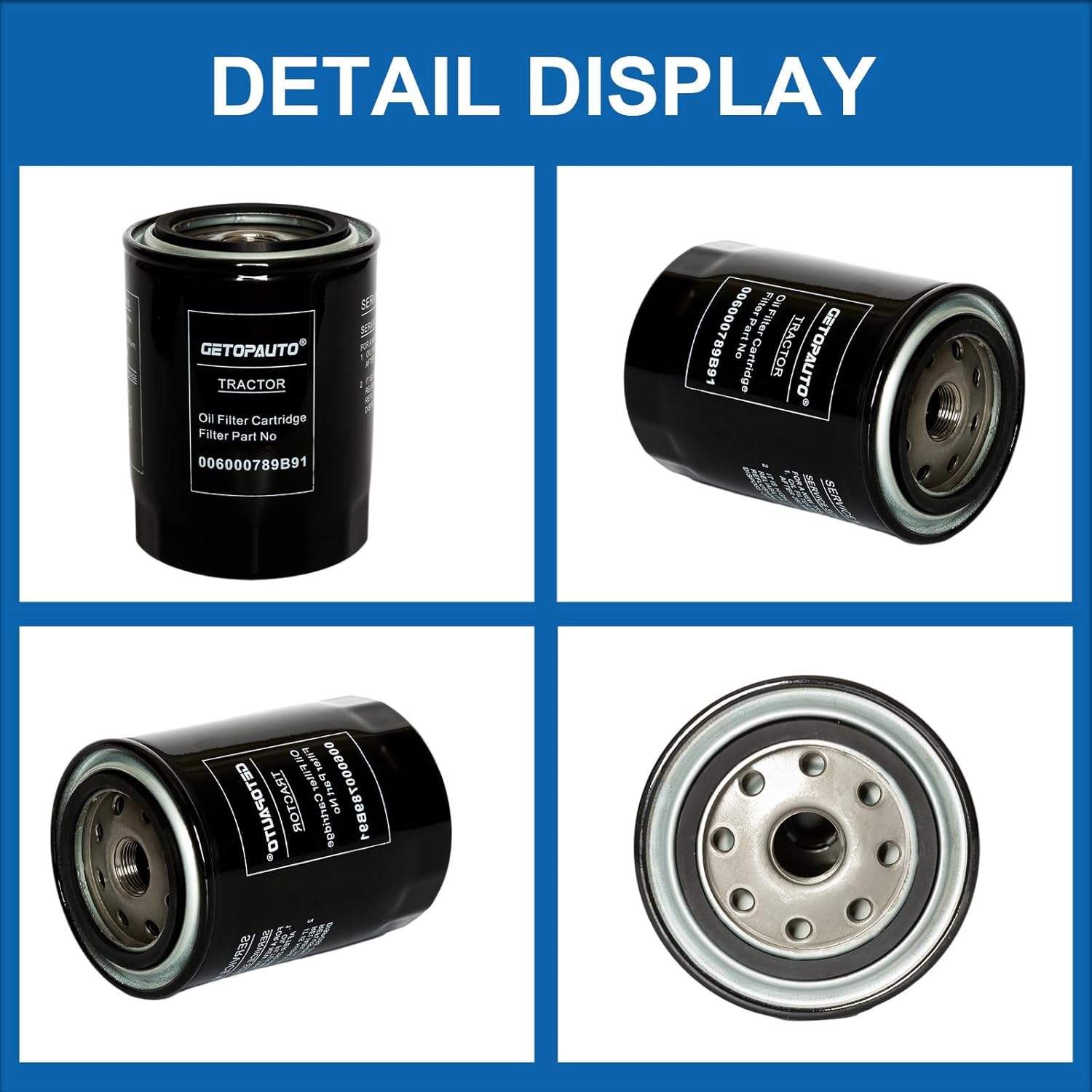 GETOPAUTO 006000789B91 Engine Oil Filter Compatible with Mahindra Tractor(set of 2)