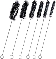 BRUSHFAMILY 6-Piece Straw Cleaner Brush Set - 12" Long Pipe Tube Brushes for Narrow Neck Bottles, Coffee Makers, Glass Cups