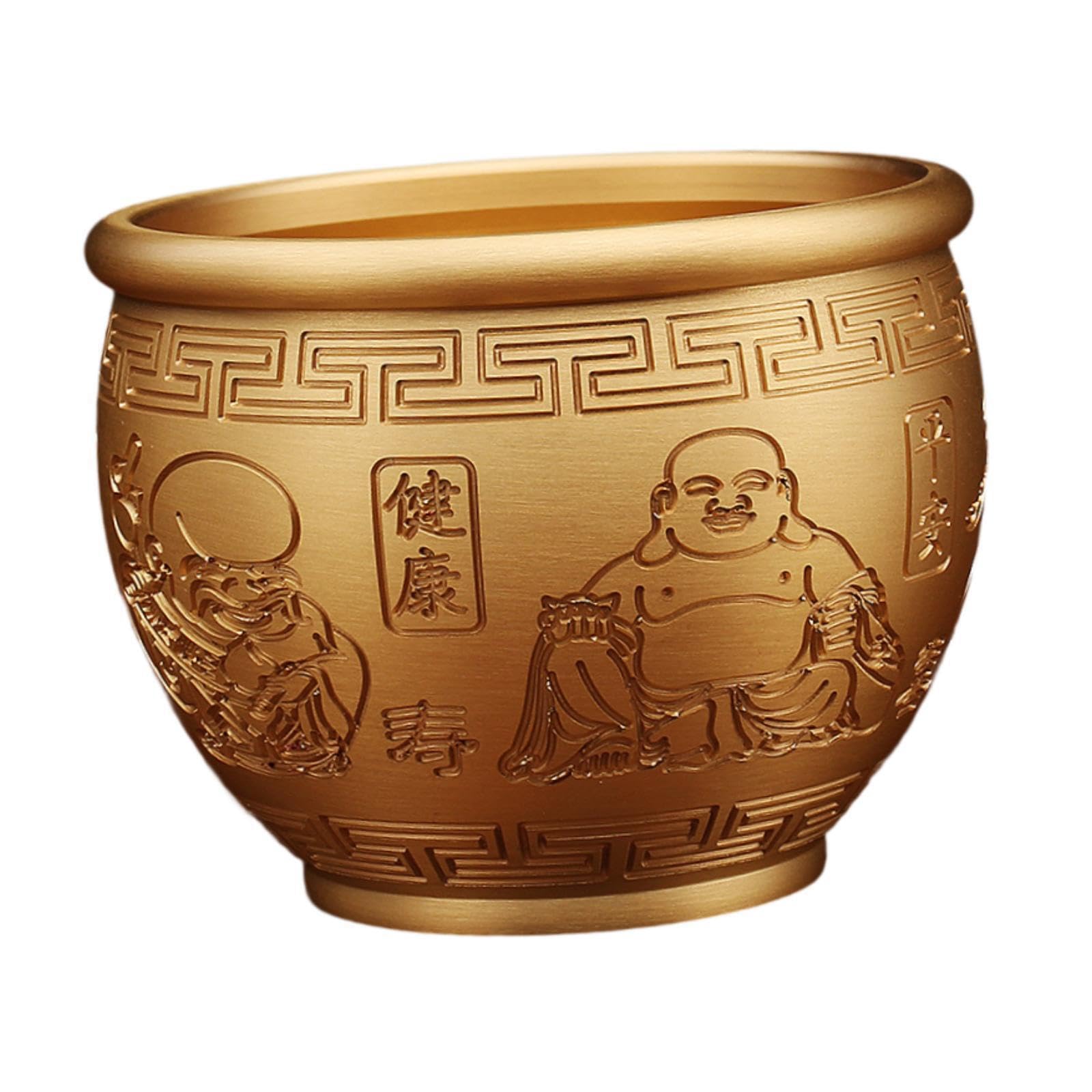 PIXZCSA Blessing Characters Artwork Unique Brass Cornucopia Bowl For Office And Bookshelf for Creative Bedroom Store Openings House