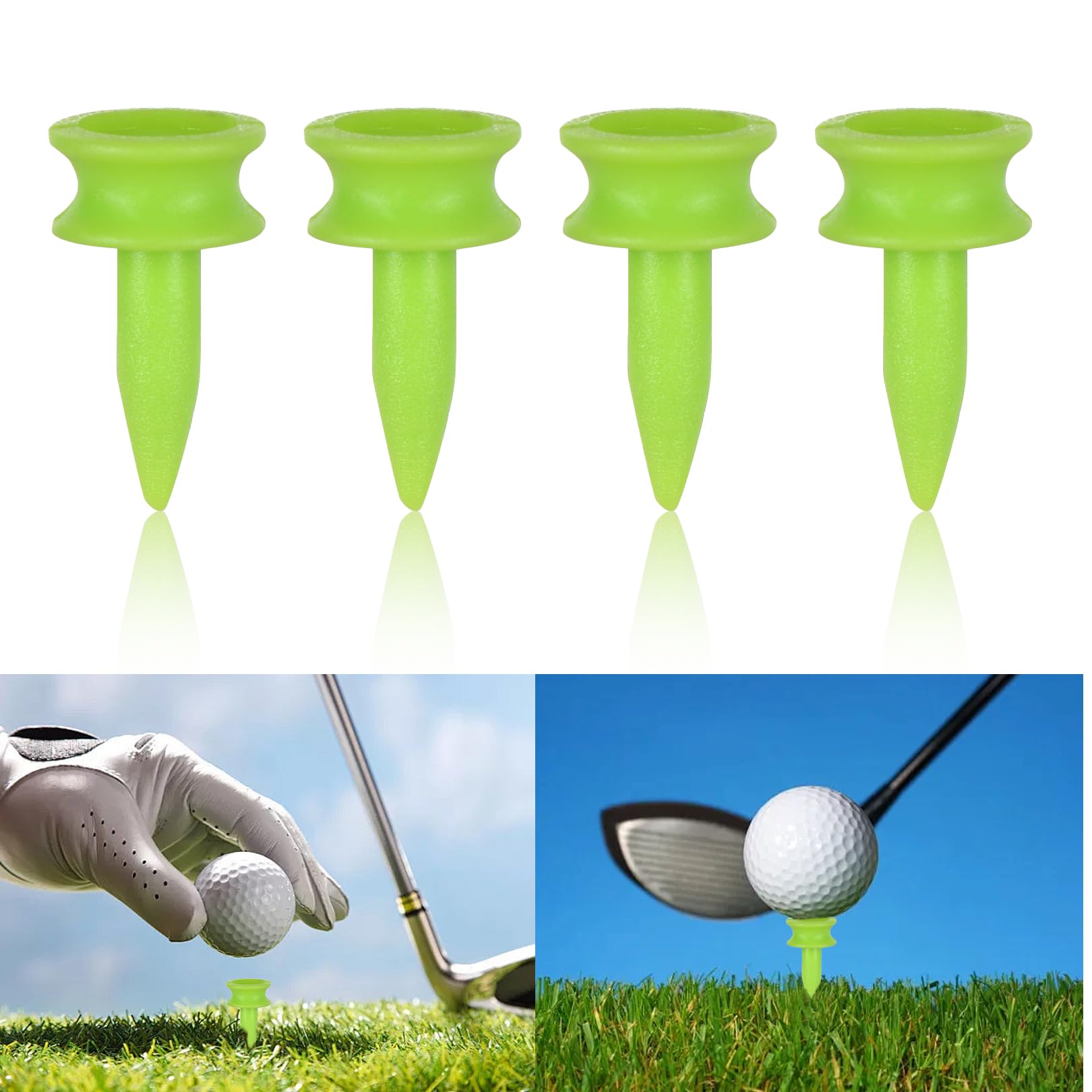 100 Count Small Golf Tees Plastic, 21mm Castle Golf Tees, Mini Golf Tees Plastic, Visible Bright Colors Green Tees Golf, Reusable Castle Tees, Durable Plastic Golf Tees, Suitable for All(Green)